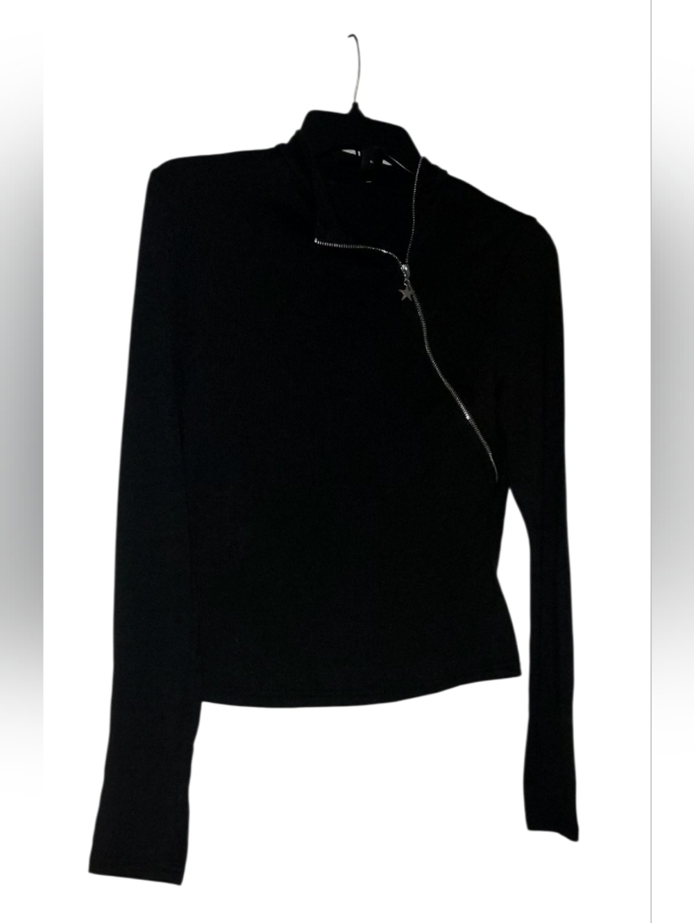 SHEIN Black Branded Star Zip Clothing